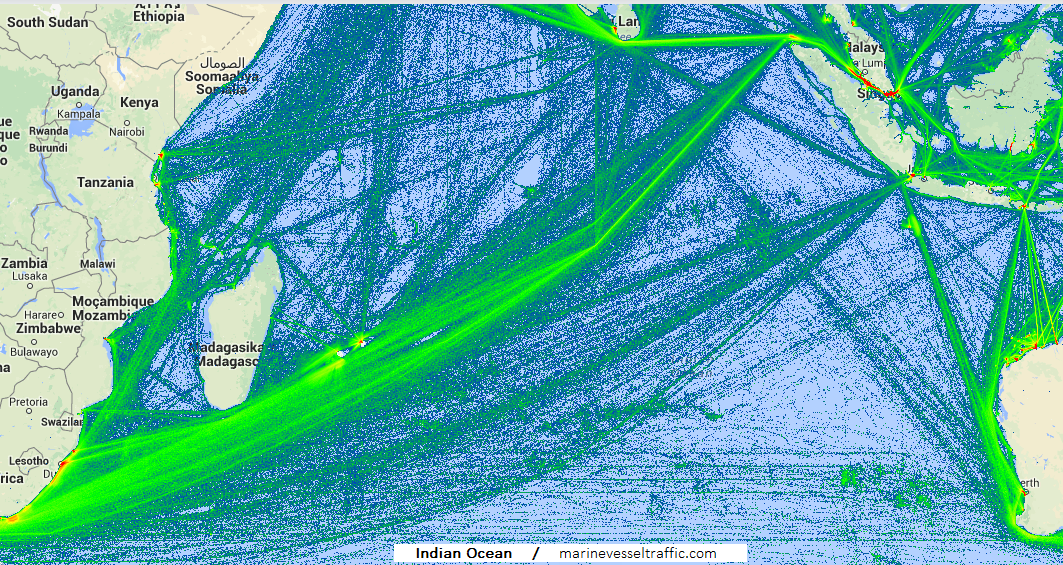 Live Marine Traffic, Density Map and Current Position of ships in INDIAN OCEAN